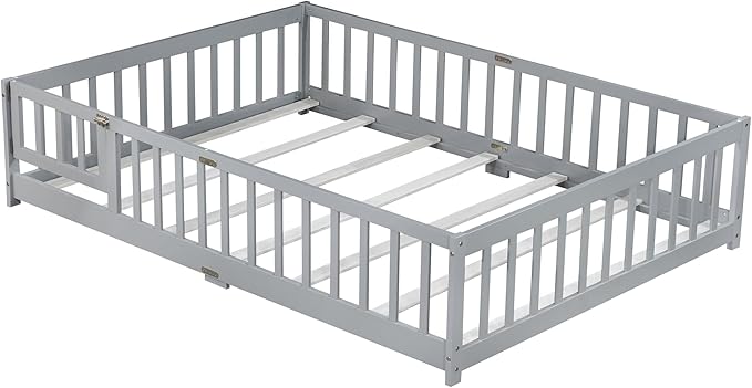 Bellemave Full Floor Bed with Slats and Safety Guardrails, Kids Montessori - Image 8