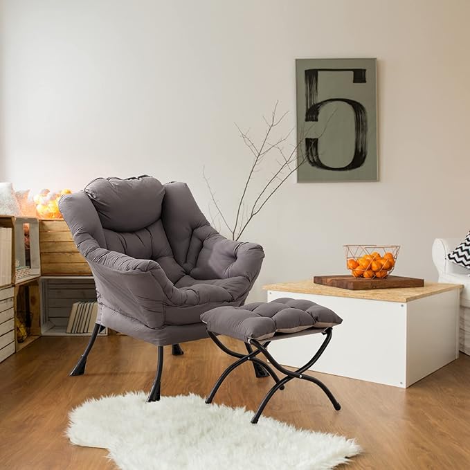 LITA Lazy Chair with Ottoman, Modern Accent Leisure Upholstered Lazy Sofa - Image 9
