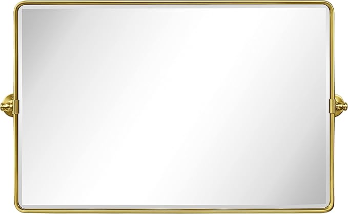 TEHOME 24 x 38'' Horizontal Farmhouse Gold Metal Framed Pivot Rectangle by TEHOME