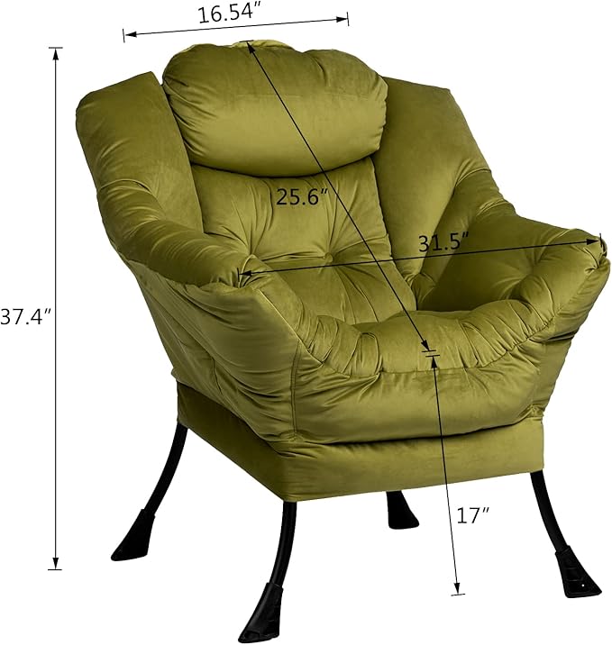 HollyHOME Modern Fabric Large Lazy Chair, Accent Oversized Comfy Reading Chair - Image 3