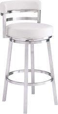 Armen Living Titana 26" Counter Height Swivel White Faux Leather and Brushed by ArmenLiving