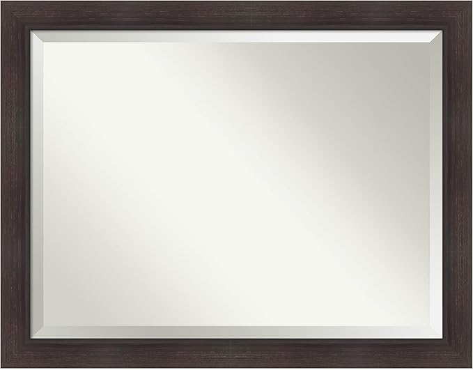 Amanti Art Brown Wall Mirror 36x46 Sloped Espresso Rectangle Bathroom Mirror by AmantiArt