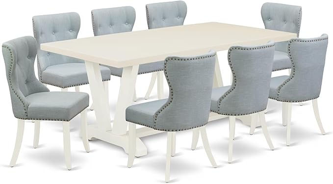 East West Furniture V027SI215-9 9 Piece Kitchen Table Set Includes a Rectangle by EastWestFurniture