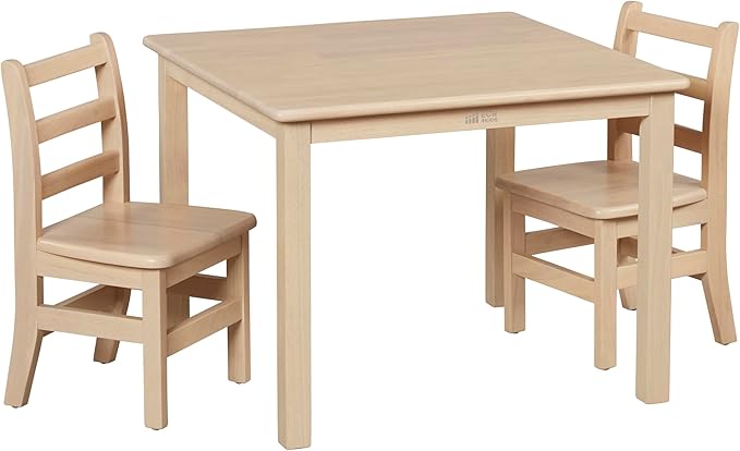 ECR4Kids 30in x 30in Square Hardwood Table and Chair Set, 12in Seat Height by ECR4Kids