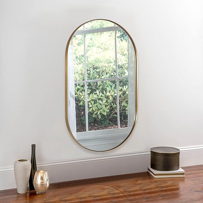 ANDY STAR Brushed Gold Bathroom Mirror, 48 x 30 Inch Oval Vanity Mirror - Image 8