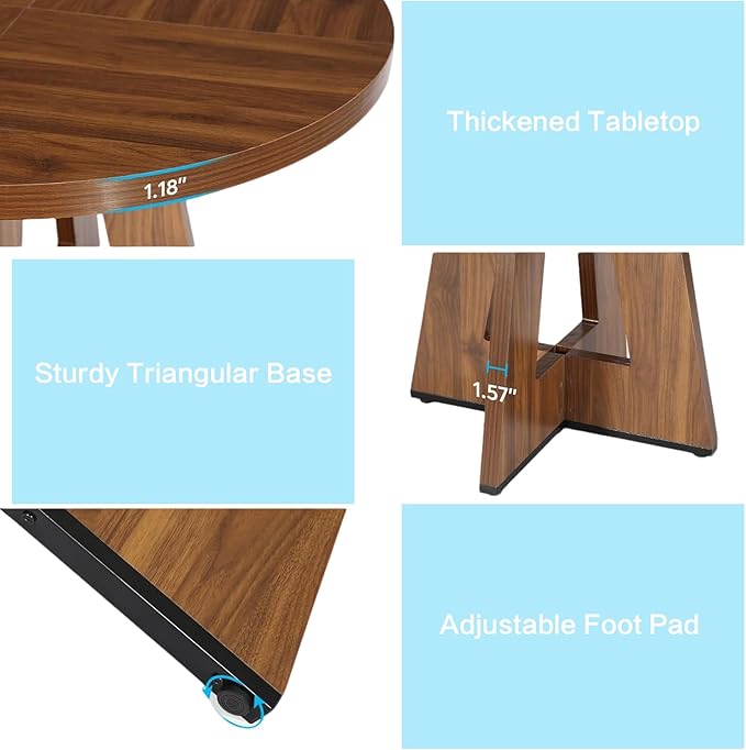 47" Round Dining Table for 4-6, Modern Dinner Table Farmhouse Round Small - Image 4