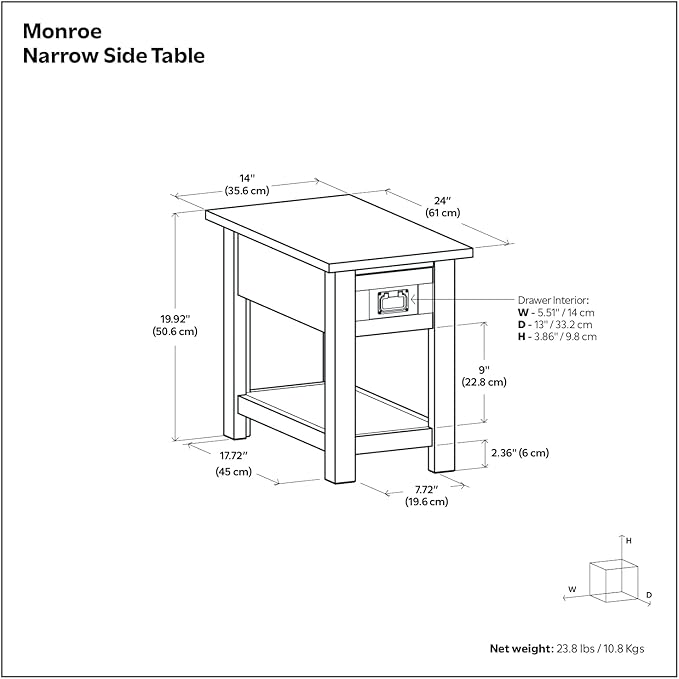 SIMPLIHOME Monroe SOLID ACACIA WOOD 14 inch Wide Rectangle Rustic Narrow Side - Image 3