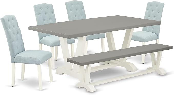 East West Furniture V097CE215-6 6 Piece Dining Set Contains a Rectangle Dining by EastWestFurniture