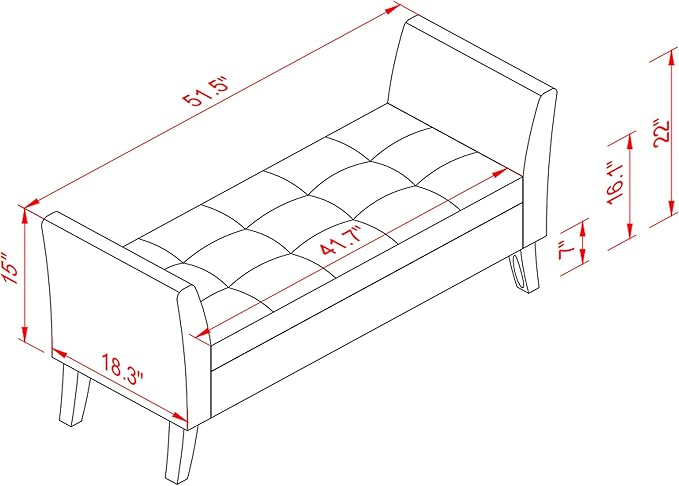 Furniliving 51 Inch Storage Bench - Image 2