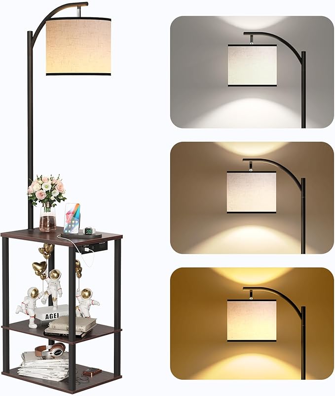 SUNMORY Floor Lamp with Table, End Table by SUNMORY