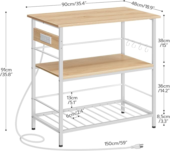 HOOBRO Kitchen Island with Storage, Kitchen Island Table with Power Outlet - Image 3