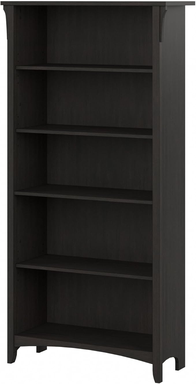 Bush Furniture Salinas 5 Shelf Bookcase In Vintage Black, Tall Bookshelf by BushHome