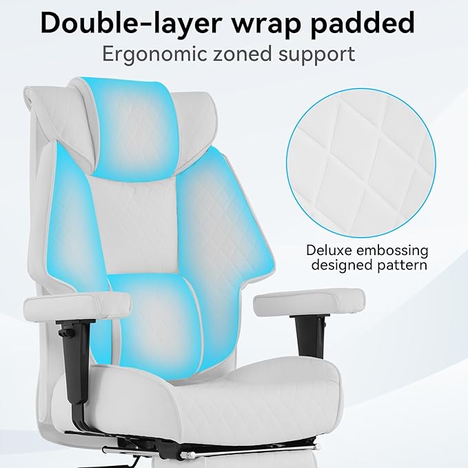 Big and Tall Office Chair with Footrest, PU Leather High Back Executive Office - Image 4