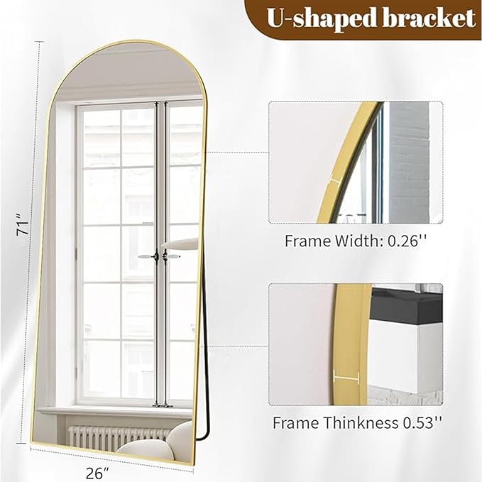 Koonmi Arched Full Length Mirror, Full Body Mirror - Image 7