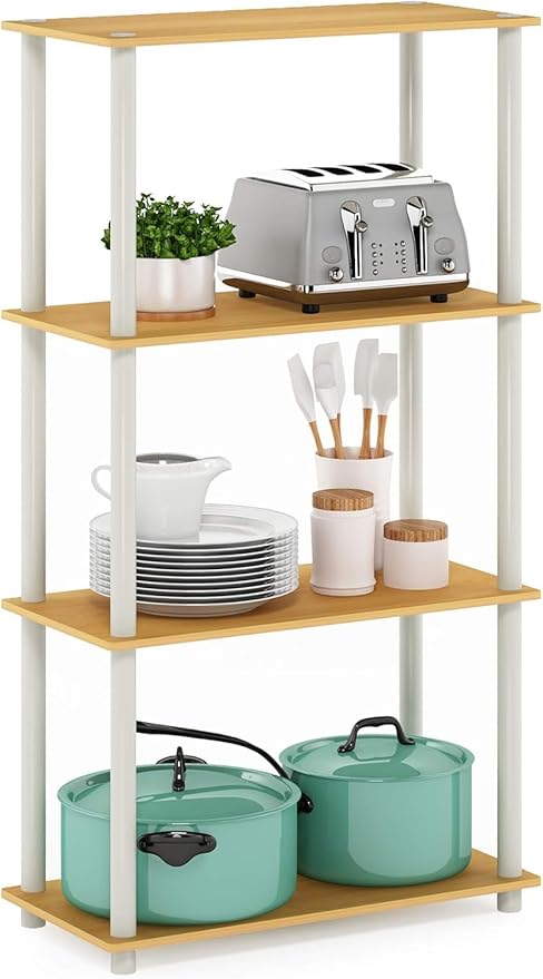 Furinno Turn-N-Tube 4-Tier Multipurpose Shelf Display Rack, Round Tubes - Image 7