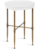Kate and Laurel Valdi Modern Round Side Table; 19 x 26; White and Antique Gold; by KateandLaurel