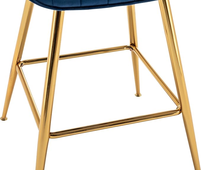 Sidanli Blue Bar Stools Set of 2, 24 Inch Velvet Counter Height Bar Stools - Image 9