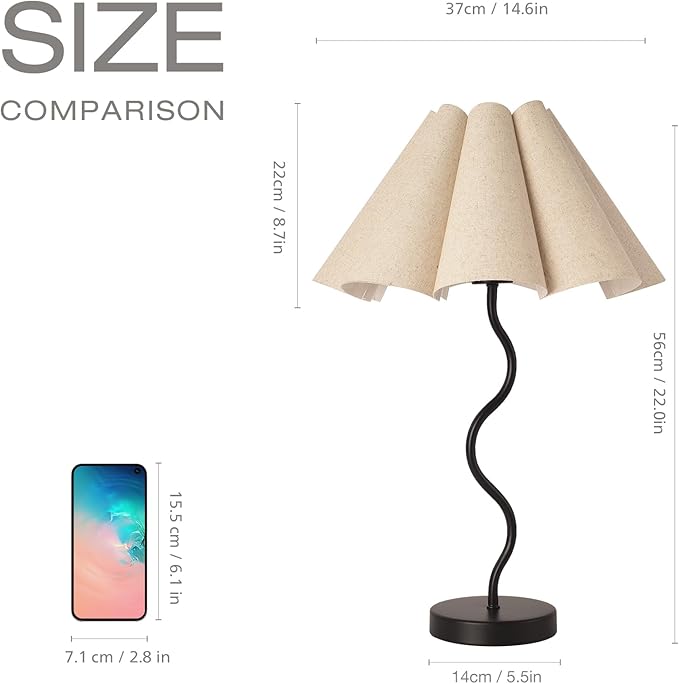 KUNJOULAM Small Table Lamp, Bedside Nightstand Lamp - Image 3