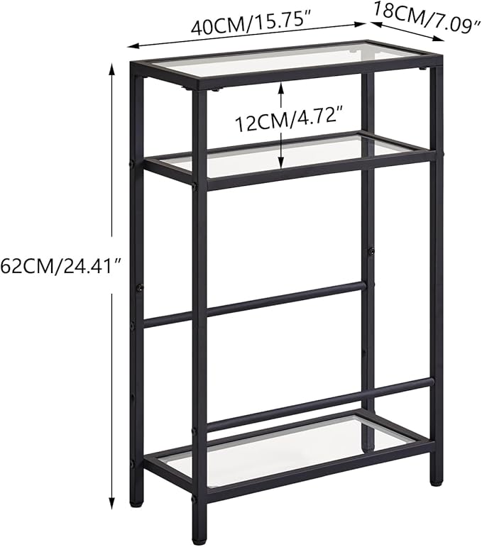 IBUYKE Narrow Side Table with Storage Shelf, 3 Tier Slim End Table, Modern Sofa - Image 3
