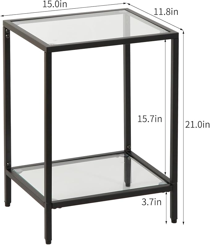 Modern 2-Tier Tempered Glass End Table - Image 3