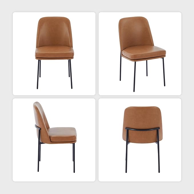 COLAMY Modern Dining Chairs Set of 6, Faux Leather Upholstered Dining Room - Image 5