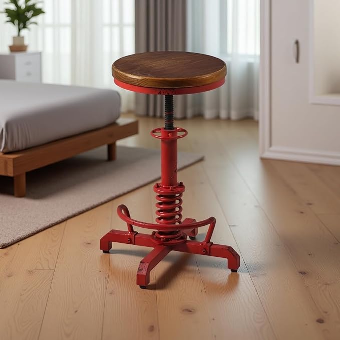 LOKKHAN American Antique Steampunk Bar Stool 24.41"-28.35" Vintage Industrial - Image 9