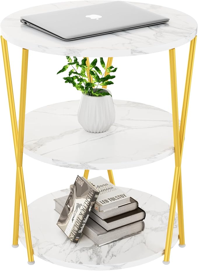 Big Side Table, 3-Tier Large Size Round End Table by Unknown