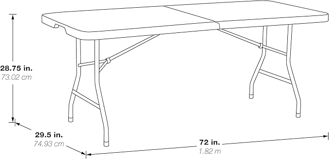 Office Star Resin Rectangle Center-Folding Portable Table - Image 3