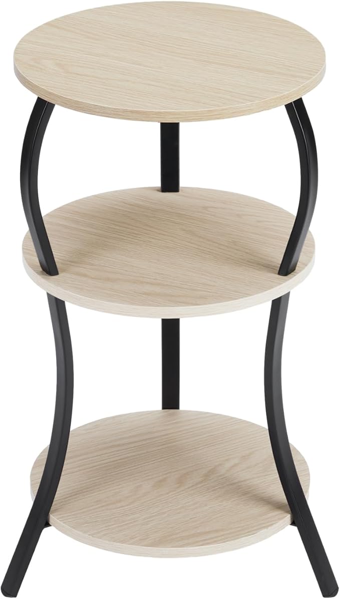 Vintage Small Round Side Table, 3-Tier Slim Waist Circular End Table - Image 9