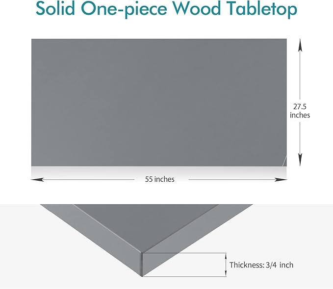 Kaboon Universal Tabletop 55x27.5 in Silver Grey, Melamine Table Tops One-Piece - Image 3