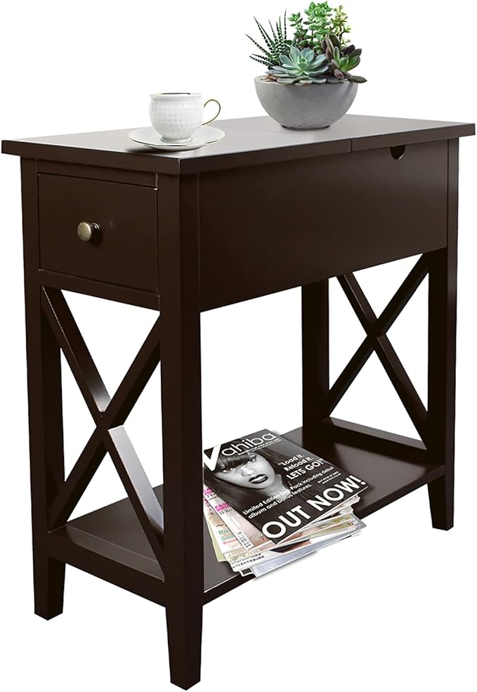 ChooChoo End Table, MDF Material Flip Top Narrow End Table by ChooChoo