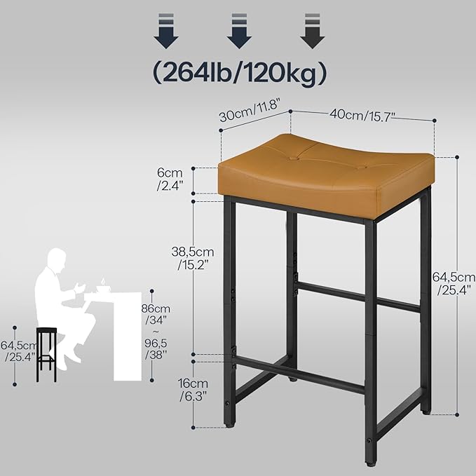 HOOBRO Bar Stools, 25.4" Saddle Stools - Image 2