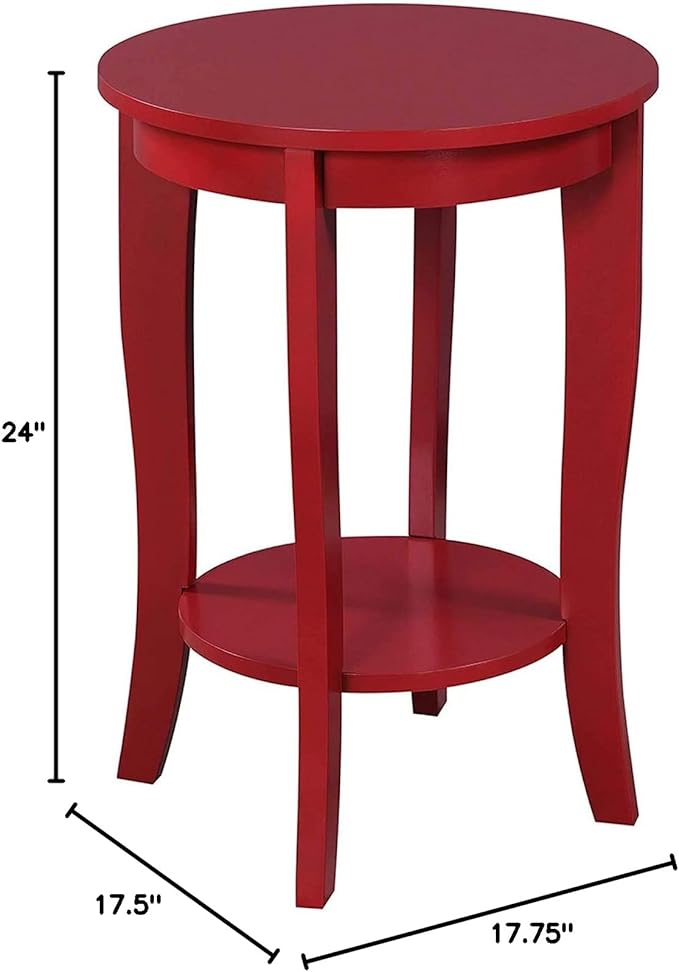 Convenience Concepts American Heritage Round End Table, Cranberry Red - Image 9