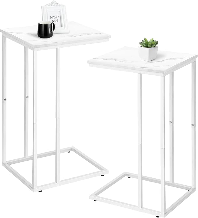 C Shaped End Table Set of 2 for Sofa and Bed, Slide Under Couch Tables by Possile