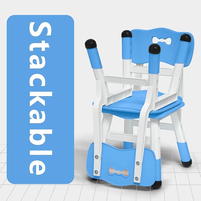 4 Piece Kids Chair Set 3 Levels Adjustable Stackable Kids Chairs Ideal - Image 6