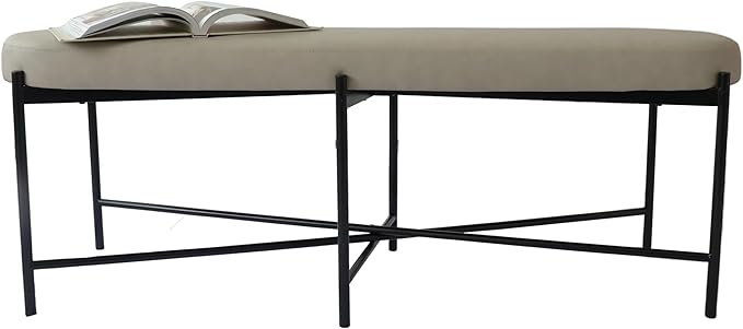 54” upholstered Vegan Leather Accent Ottoman Bench - Image 5