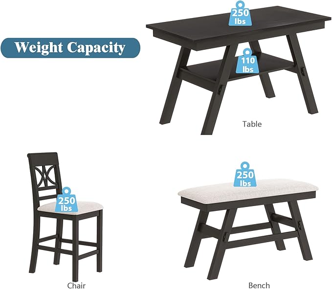 Merax 6 Piece Counter Height Dining Table Set - Image 6