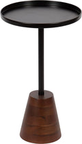 Kate and Laurel Tira Round Side Table, Walnut Brown Wood and Black, Decorative by KateandLaurel