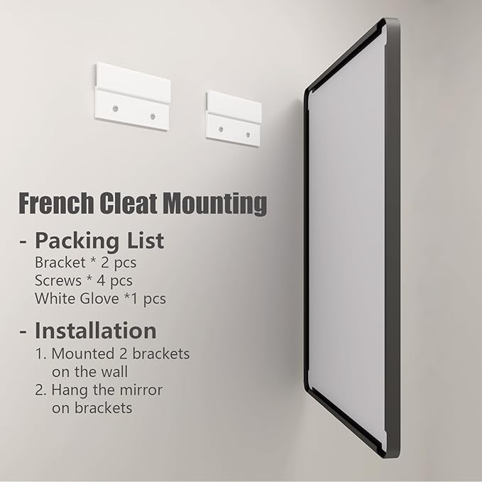 48x40 Inch Black Metal Framed Bathroom Mirror - Image 6