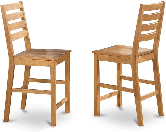 East West Furniture JACF3-OAK-W 3 Piece Counter Height Dining Set - Image 3