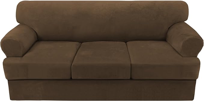 H.VERSAILTEX Sofa Cover 4 Piece T Cushion Sofa Slipcovers Thick Velvet Couch by HVERSAILTEX