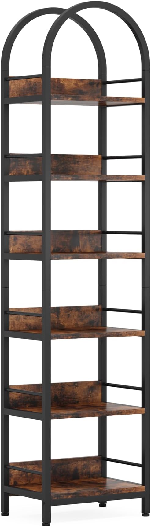 LITTLE TREE Bookshelf Set 2, Skinny 78.7 Inches Tall Arched Bookshelf, 6 Tiers - Image 8