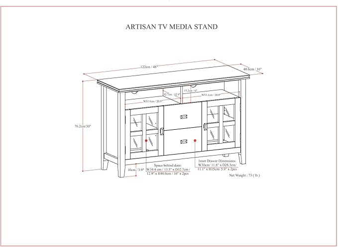 SIMPLIHOME Artisan SOLID WOOD 48 Inch Wide Contemporary TV Media Stand in - Image 13