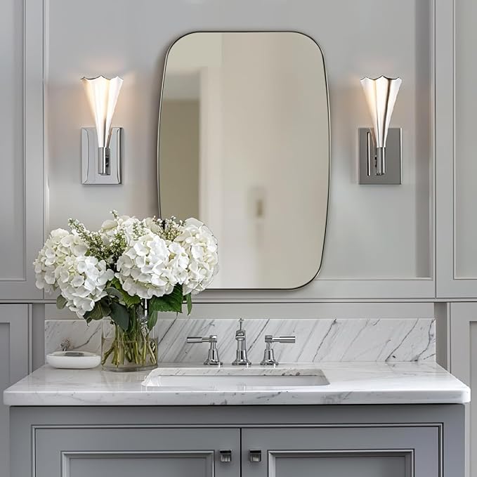 ANDY STAR Brushed Nickel Bathroom Mirror, 20x30’’ Oval Mirror by ANDYSTAR