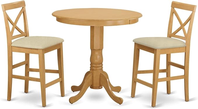East West Furniture JAPB3-OAK-C 3 Piece Counter Height Pub Set Contains a Round by EastWestFurniture