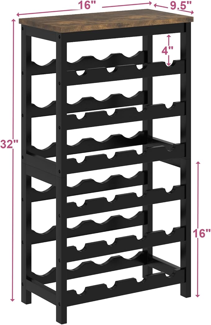6 Tier Bamboo Wine Rack Freestanding Floor, 24 Bottles Wine Storage Shelves - Image 6
