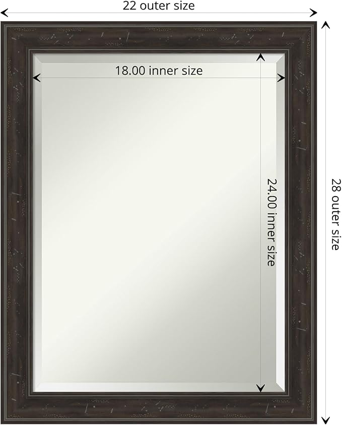 Amanti Art Brown Wall Mirror 28x22 Shipwreck Greywash Narrow Rectangle Bathroom - Image 4
