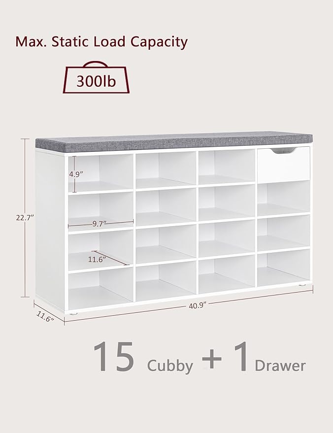 DINZI LVJ Shoe Bench, Entryway Storage Bench - Image 3