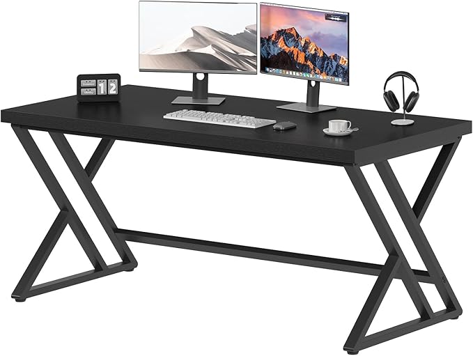 LVB Black Desk, Modern Gaming Writing Computer Desk by LVB