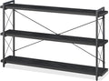 HCHQHS Bookshelf, 3-Tier Long Industrial Bookcase, Freestanding Horizontal by HCHQHS